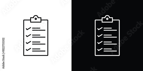 Checklist icon outline set in black and white. thin line style.