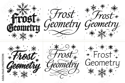 Frost Geometry Calligraphy. Frost Geometry. Create a calligraphy lettering illustration of the phrase: Frost