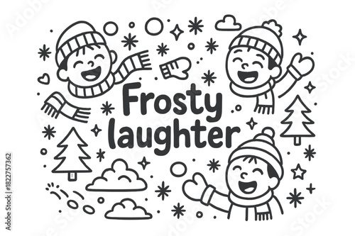 Frosty Laughter Doodle. Frosty laughter. Hand-drawn doodle illustration of frosty laughter. Kids smiling,