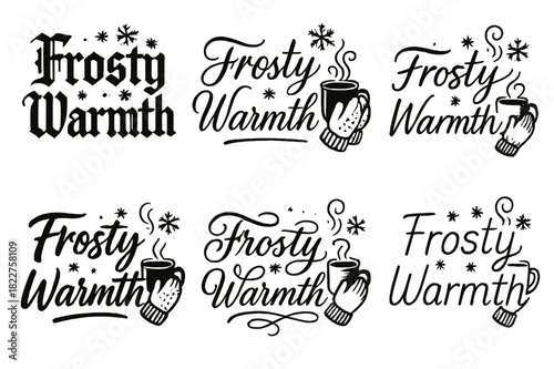 Frosty Warmth Calligraphy. Frosty Warmth. Create a calligraphy lettering illustration of the phrase: Frosty
