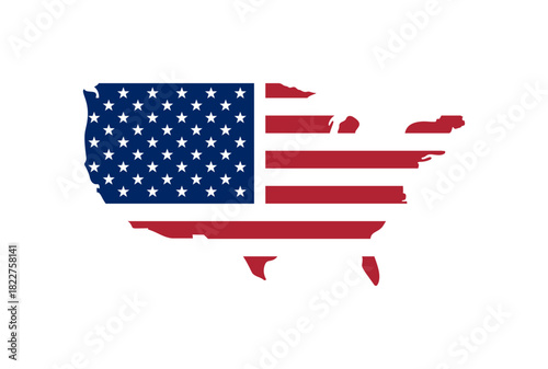 United states map silhouette with american flag design symbolizing patriotism and national pride.