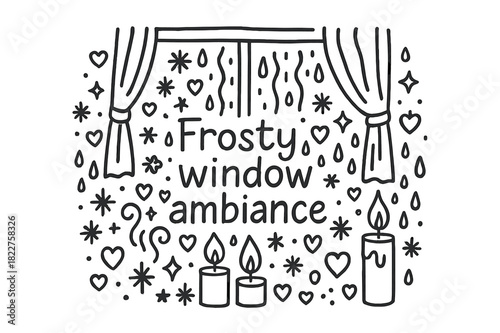 Frosty Window Doodle. Frosty window ambiance. Hand-drawn doodle illustration of Frosty window ambiance. window