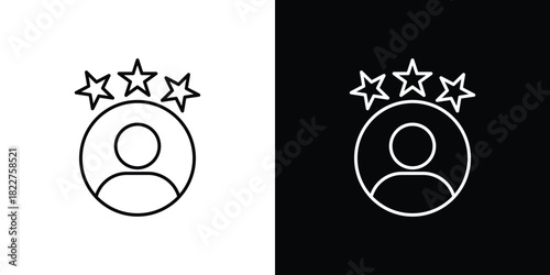 Customer loyalty icon outline set in black and white. thin line style.