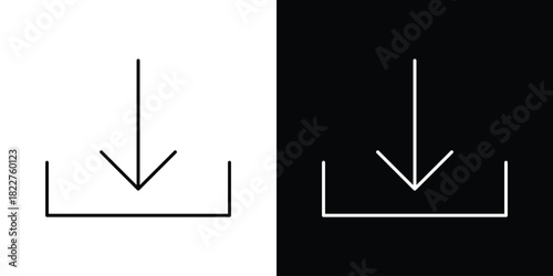 Download icon outline set in black and white. thin line style.