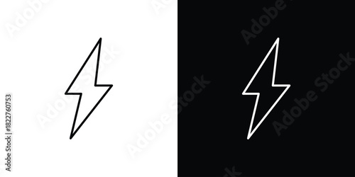 Electricity icon outline set in black and white. thin line style.
