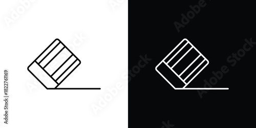 Eraser icon outline set in black and white. thin line style.