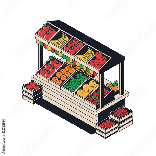 Fresh Produce Stand Displaying Assorted Fruits and Vegetables.