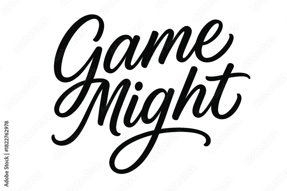Obraz premium Game Night Calligraphy. Game Night ? Script Hand-Lettering, smooth brush script with long flowing connectors