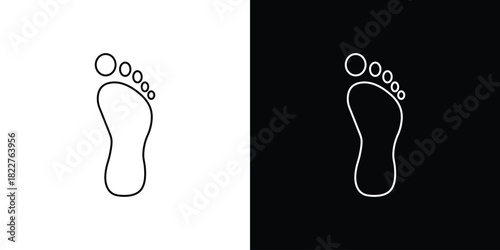 Footprint icon outline set in black and white. thin line style.