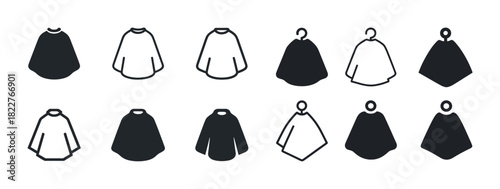 Collection of cloak and poncho icons in various styles and designs