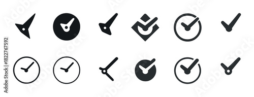 Assorted clock and checkmark icons in various styles