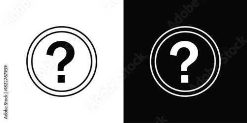 Help icon outline set in black and white. thin line style.