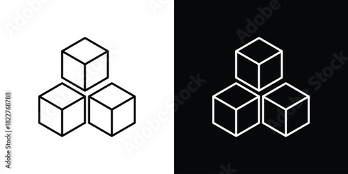 Ice icon outline set in black and white. thin line style.