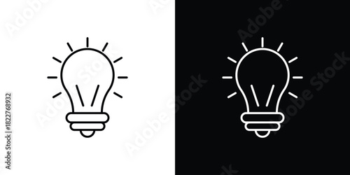 Idea icon outline set in black and white. thin line style.