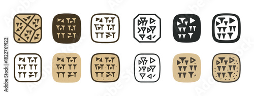 Ancient symbol collection in earth tones and black