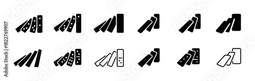 Black and white mobile phone icon set displaying various device designs