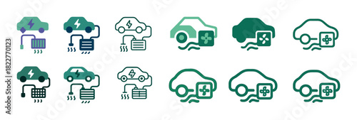 Electric car charging icons set: eco-friendly automotive energy solutions