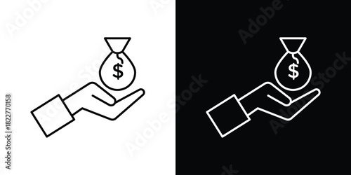 Investment icon outline set in black and white. thin line style.