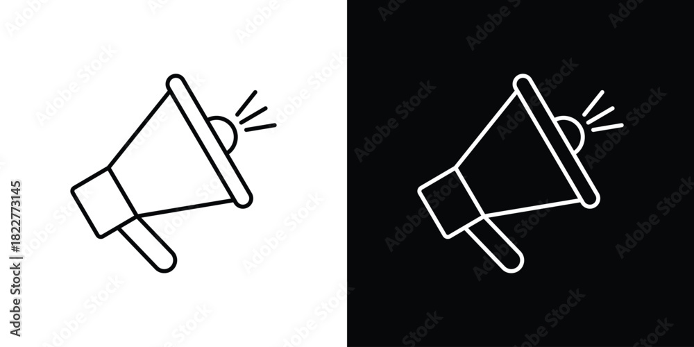 Obraz premium Loud Speaker icon outline set in black and white. thin line style.