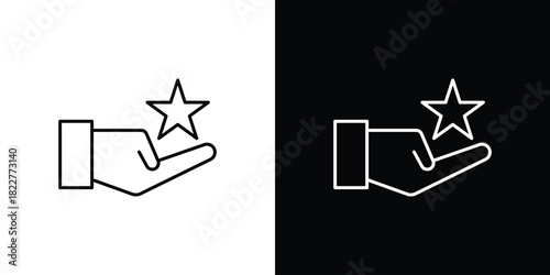Loyalty program icon outline set in black and white. thin line style.