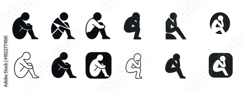 Silhouette icons of seated figures in various poses