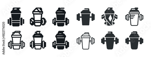 Variety of shaker bottle icons for fitness and nutrition enthusiasts