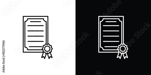 Patented icon outline set in black and white. thin line style.