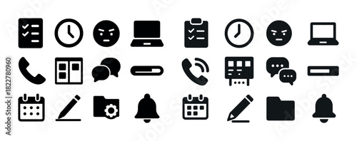 Set of minimalist communication and office icons