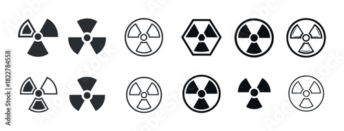 Variety of radiation hazard symbols in different designs