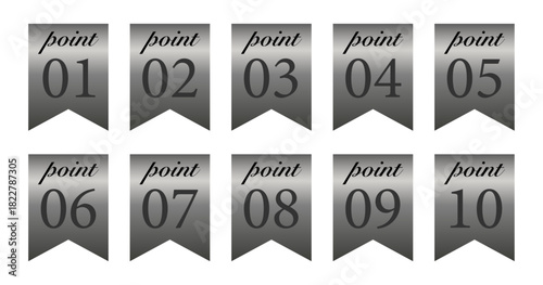 グレーのグラデで整えたポイント番号バッジ10点・落ち着きのある別デザイン