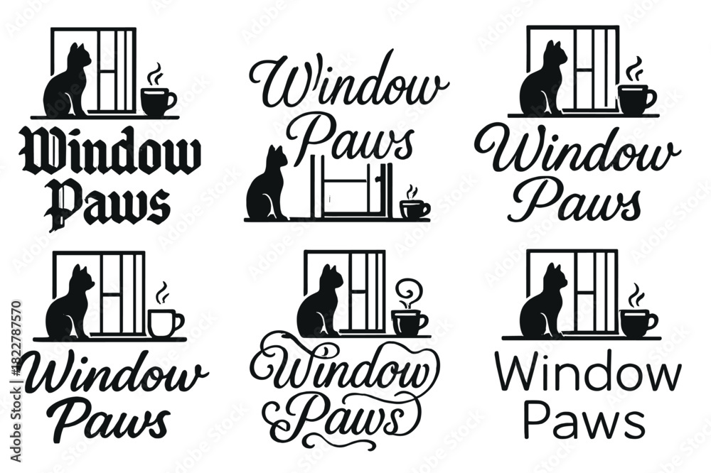 Fototapeta premium Window Paws Styles. Window Paws. Create a calligraphy lettering illustration of the phrase: Window Paws.