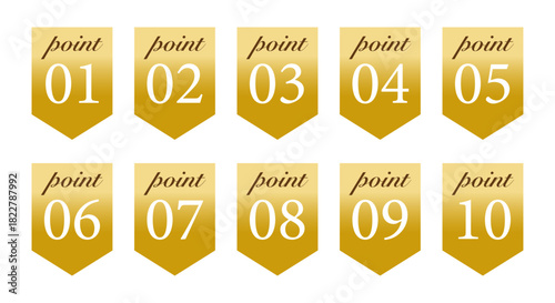 やわらかい金色トーンで統一したポイント番号ラベル10点セット