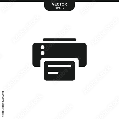Printer icon vector. Simple black printer symbol.