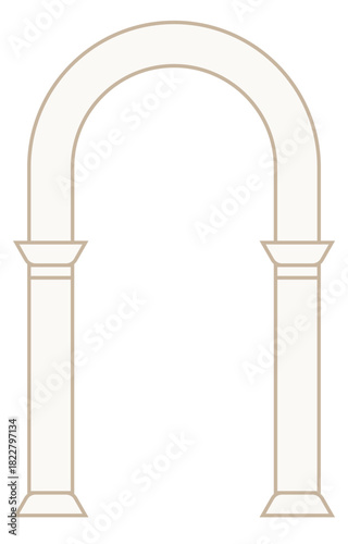 Columns and arches, vintage line drawing, wedding card elements