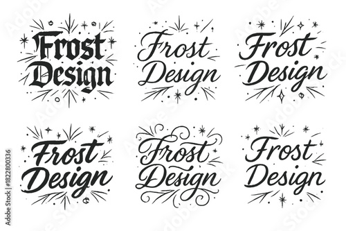 Frost Calligraphy Showcase. Frost Design. Create a calligraphy lettering illustration of the phrase: Frost