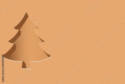 Christmas Tree Cutout on Soft Beige Background