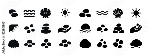 Set of black spa and relaxation icons