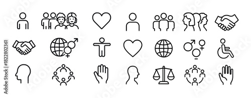 Diverse community symbols: icons of unity, equality, and inclusion