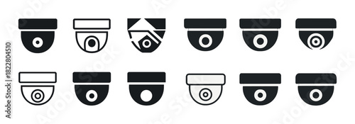 Collection of security camera icon designs in various styles