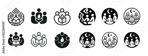 Abstract symbols of community, education, and unity