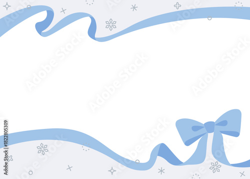 リボンのデコレーションフレーム、背景、雪の装飾