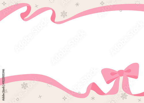 リボンのデコレーションフレーム、背景、雪の装飾