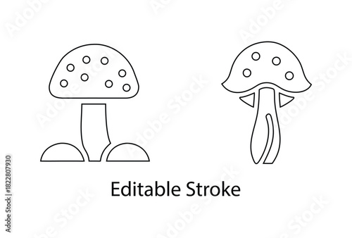mushroom icon editable stroke vector set, mushroom icon symbol vector line icon illustration