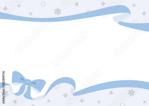 リボンのデコレーションフレーム、背景、雪の装飾