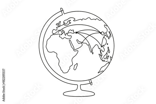 BRICS Nations Connectivity. Global Influence. Minimalistic one-line drawing BRICS countries highlighted on