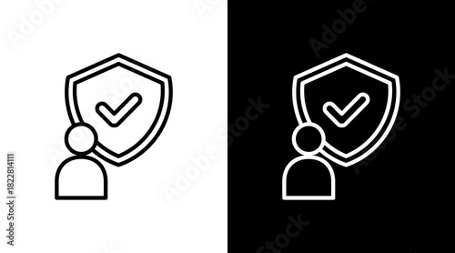 Honesty Shield Outline White Icon Set Design