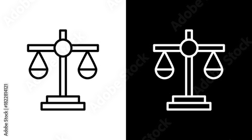 Fairness Scale Outline White Icon Set Design