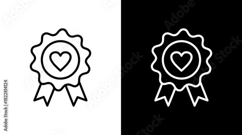 Loyalty Emblem Outline White Icon Set Design