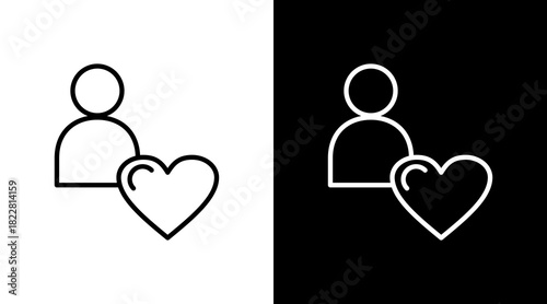 Compassion Heart Outline White Icon Set Design
