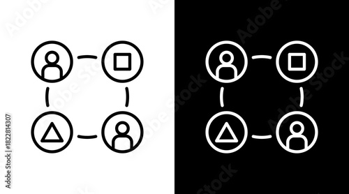 Diversity Outline White Icon Set Design